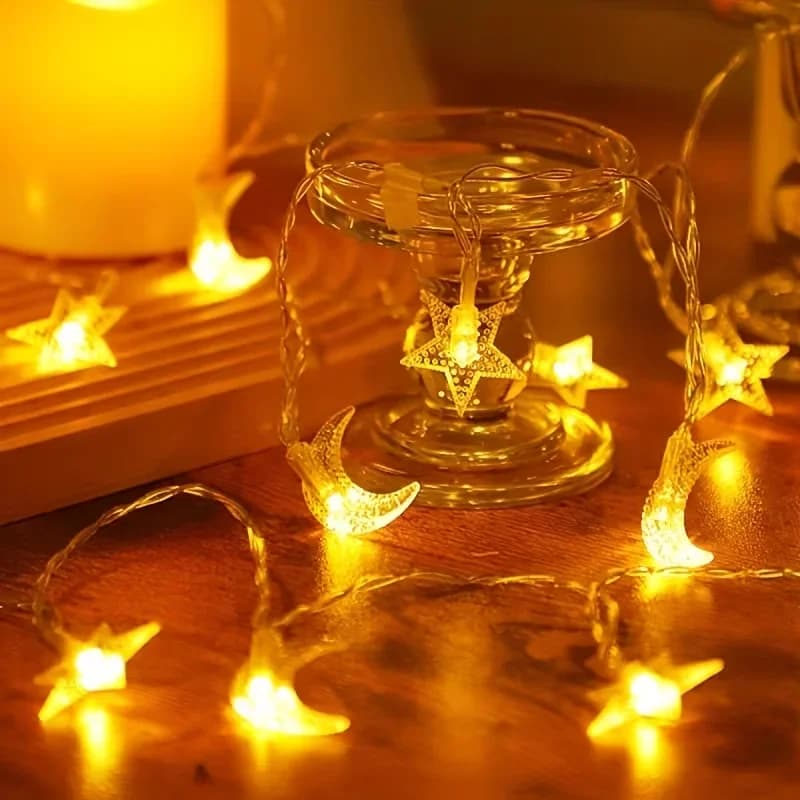 Solar Star Moon String Lights Warm White Multicolor
