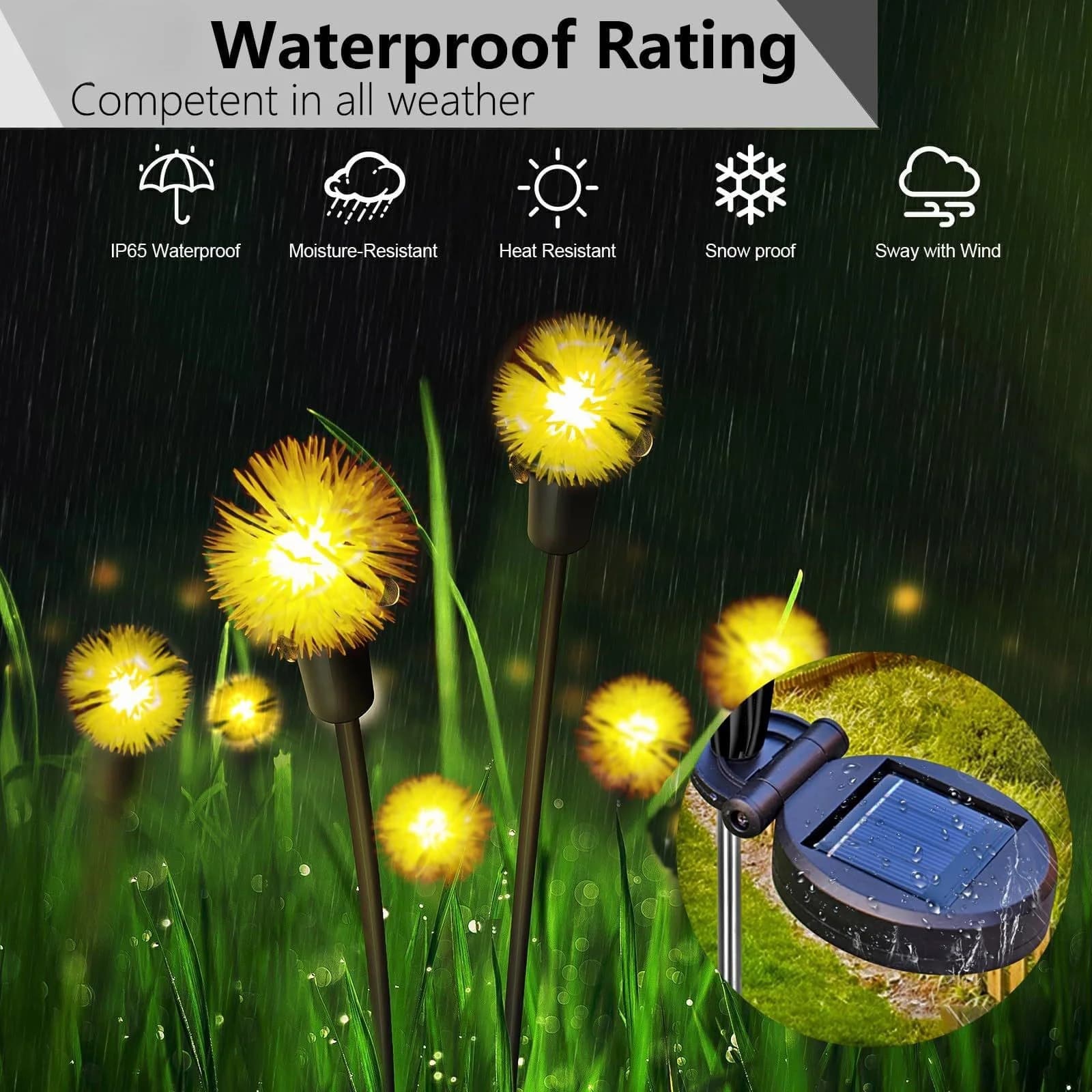 Waterproof Solar Plush Ball Dandelion Stake Light