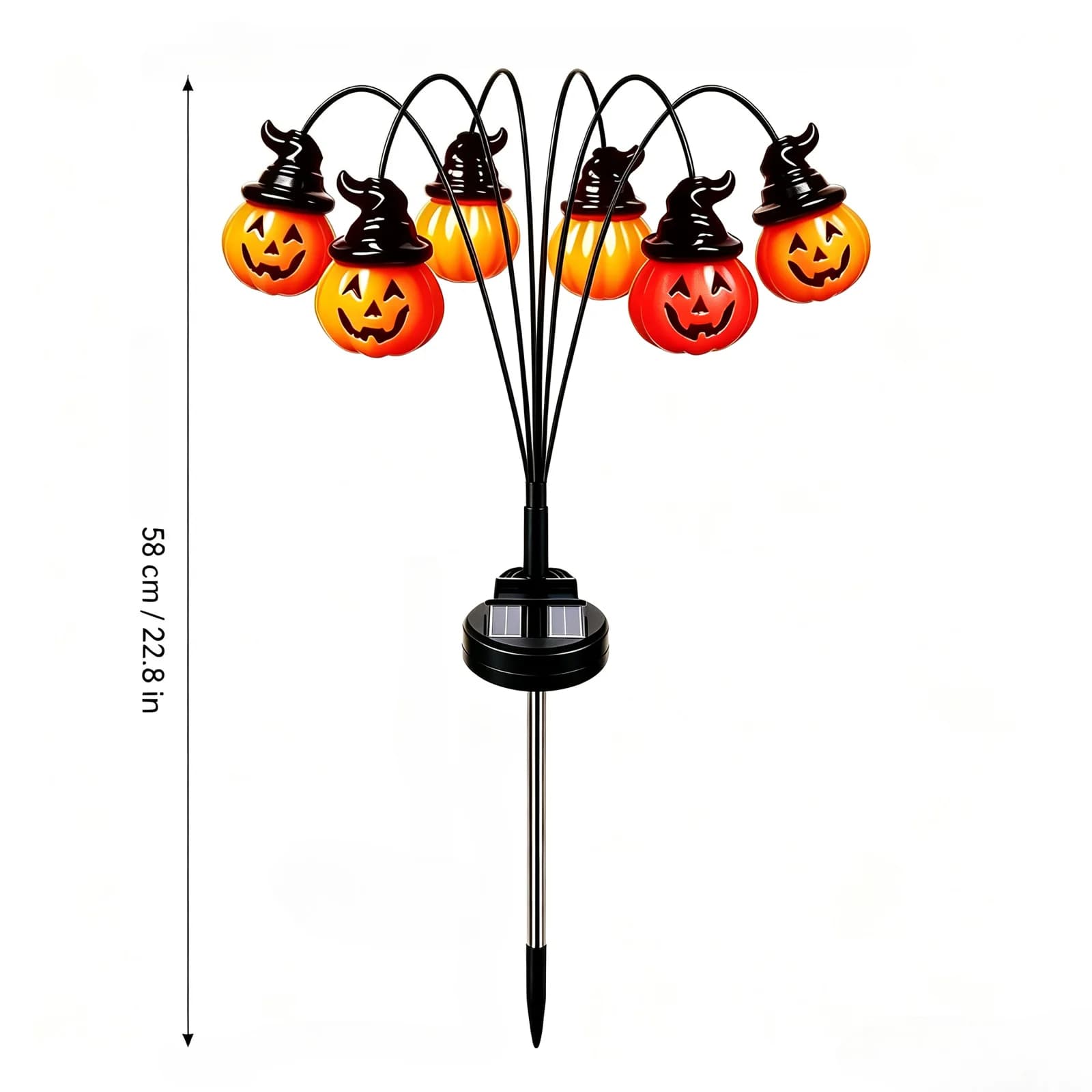 Solar Pumpkin Garden Stake Light with Witch Hat, 6-LED