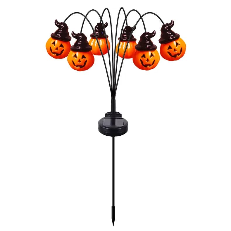 6-LED Solar Stake Lights, Witch Hat and Pumpkin Design