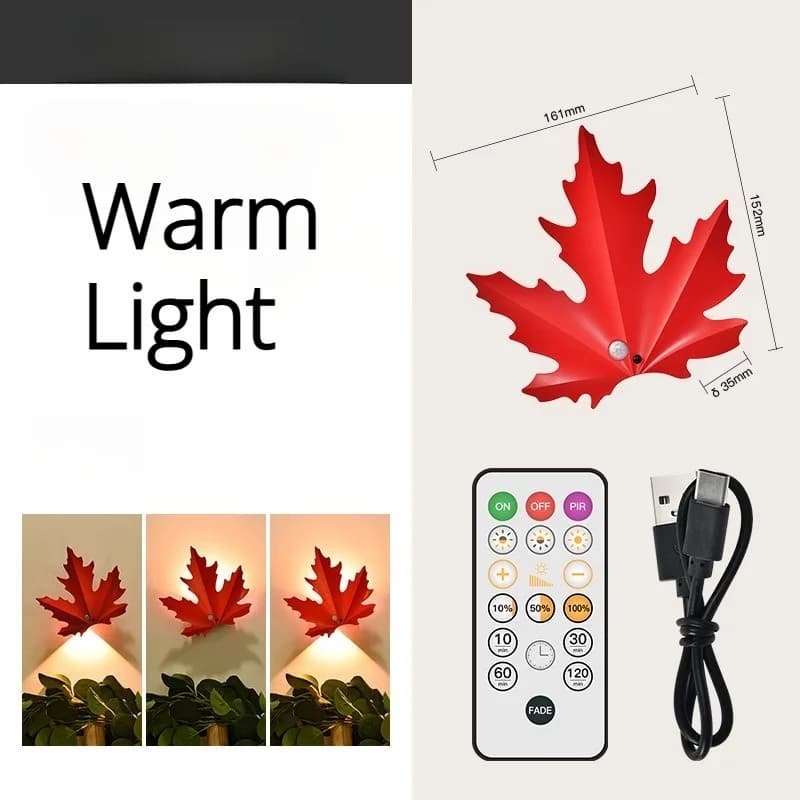 Rechargeable Maple Leaf LED Wall Lamp with Motion Sensor