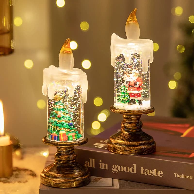 LED Christmas Snow Globe Table Lamp with Santa