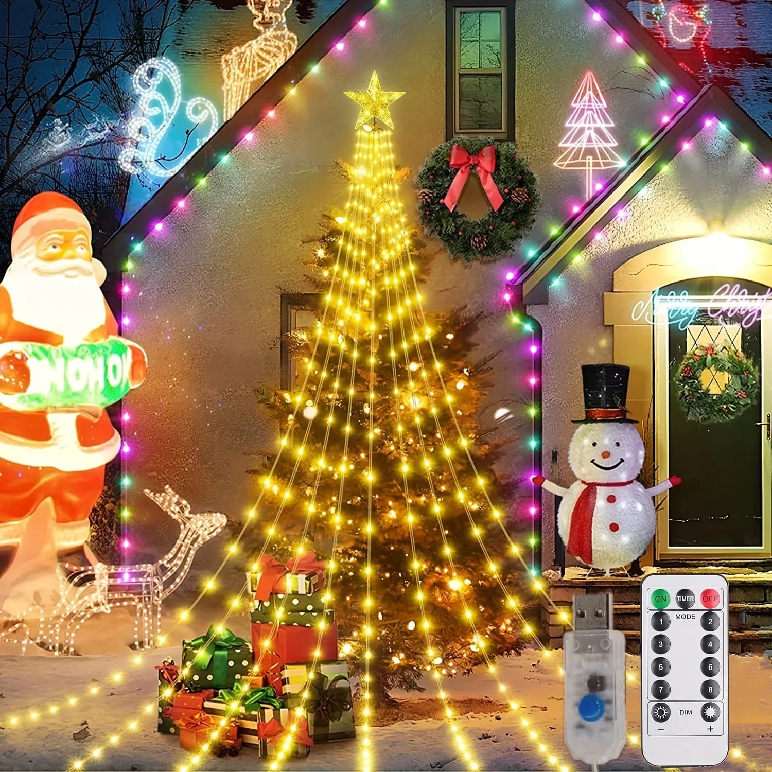 USB Waterfall String Lights, Warm White and Colorful LED Decor