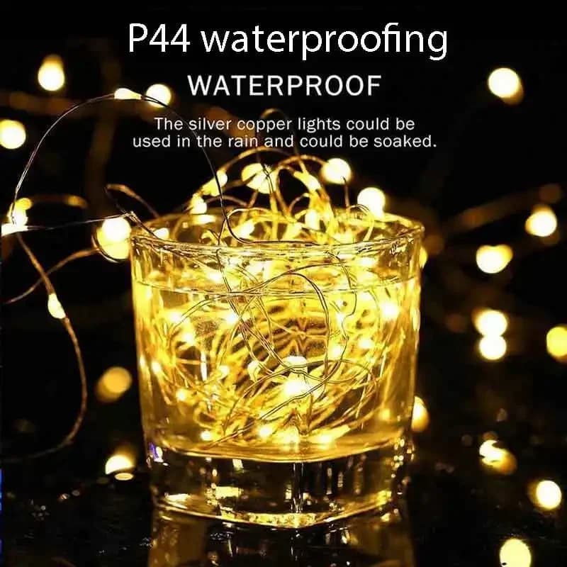 Solar Copper Wire String Lights, 8 Modes Warm White and Colorful