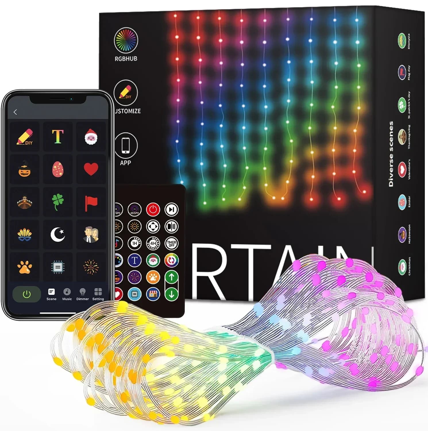 800 LED RGB Smart Curtain Lights with App Control