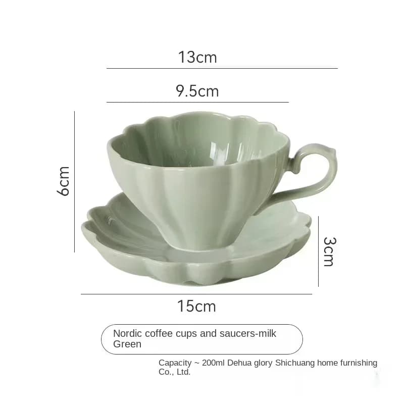 Nordic Bone China Coffee Cup and Saucer Set, 250ml