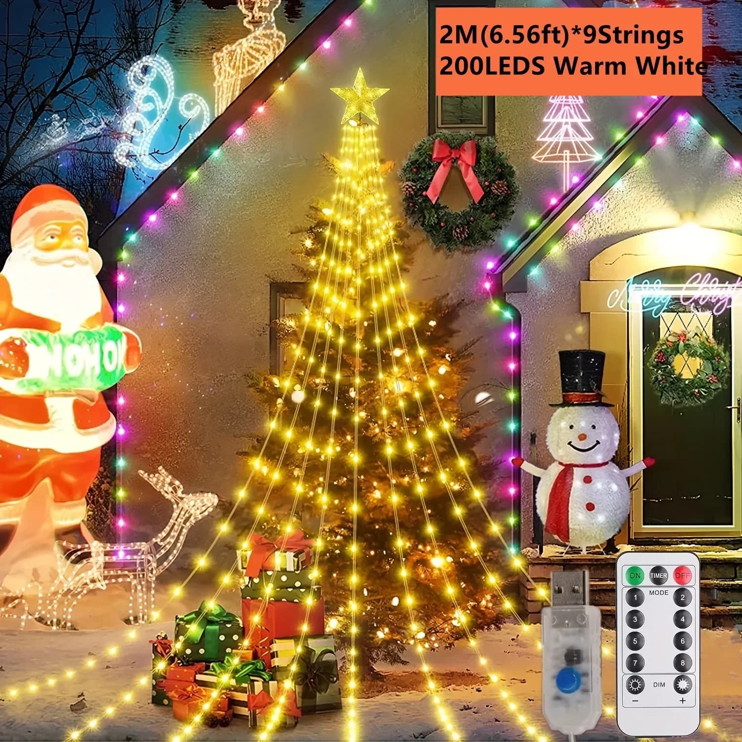USB LED Waterfall String Lights, Warm White and Colorful