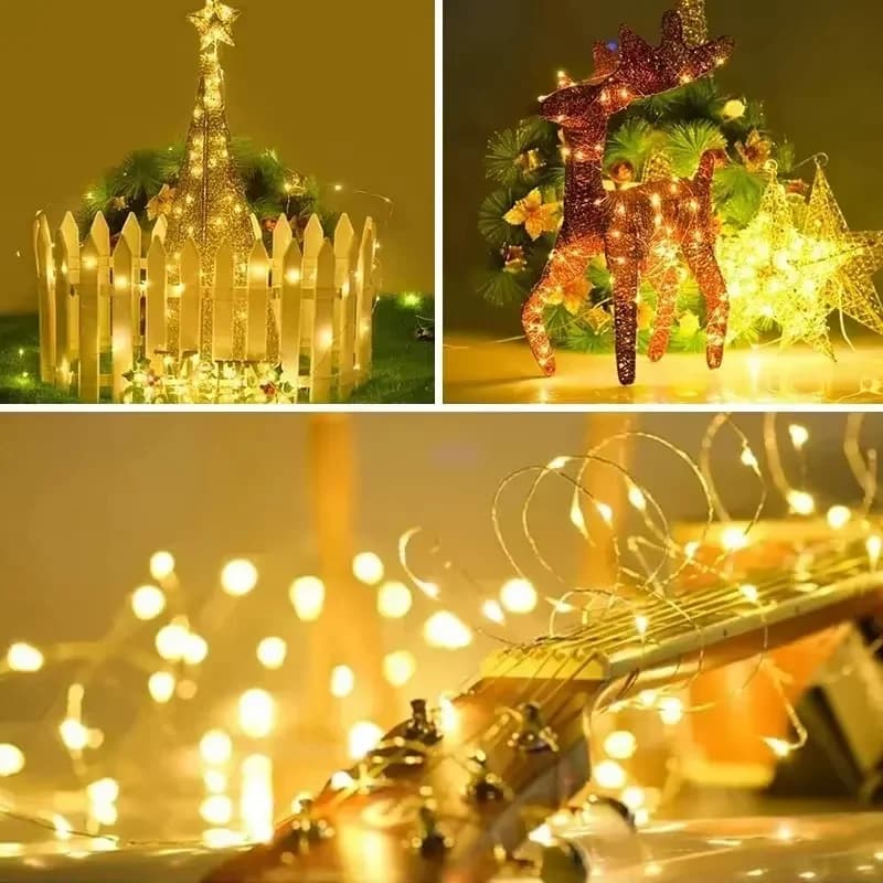 Solar Remote Control Warm White Copper Wire String Lights