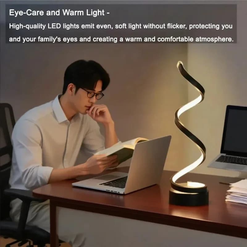 Spiral LED Table Lamp, 3 Color Temperatures
