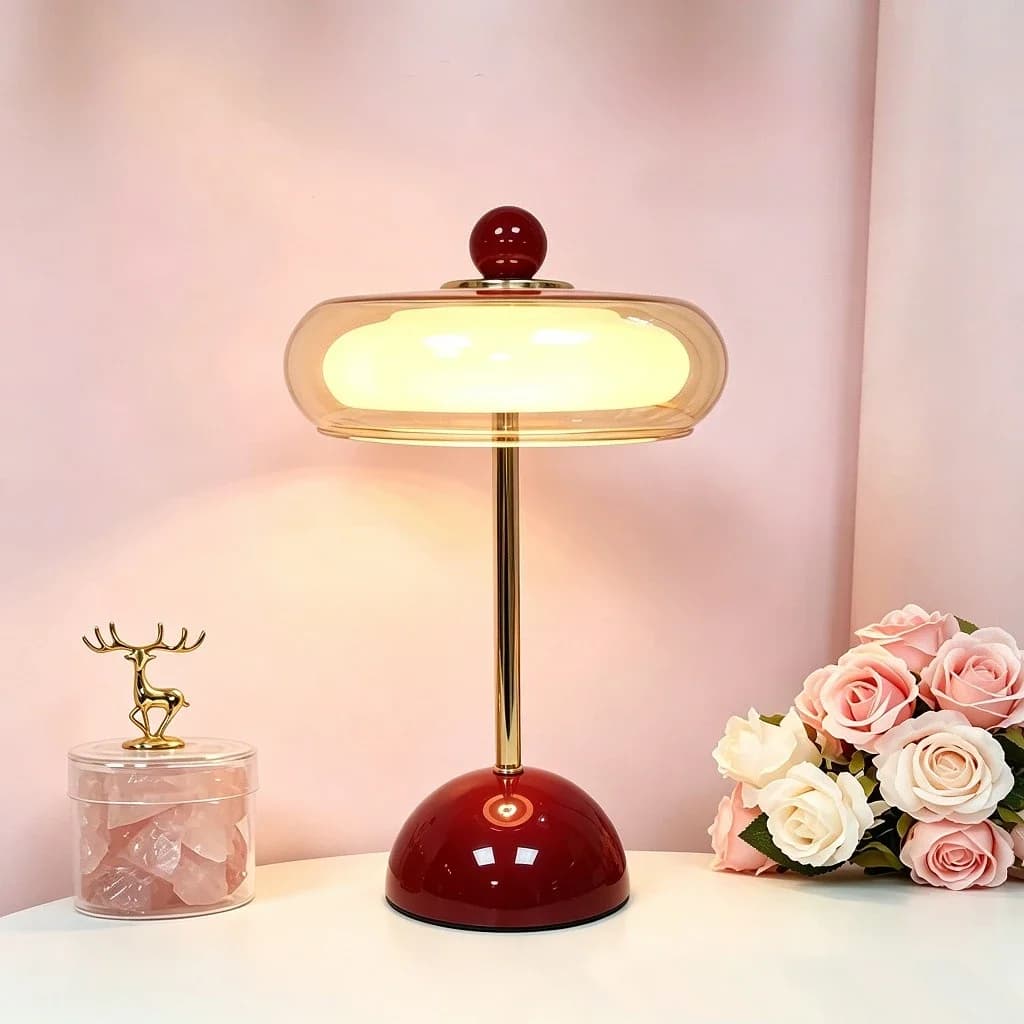 Dimmable USB Rechargeable Glass Desk Lamp