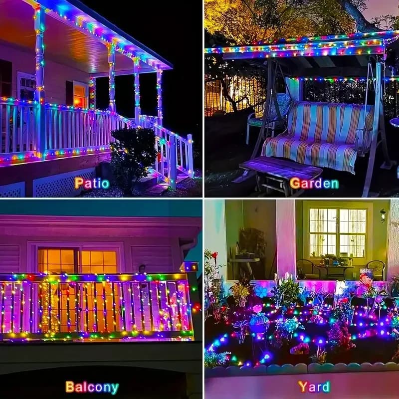 Outdoor Solar RGB String Lights, Waterproof