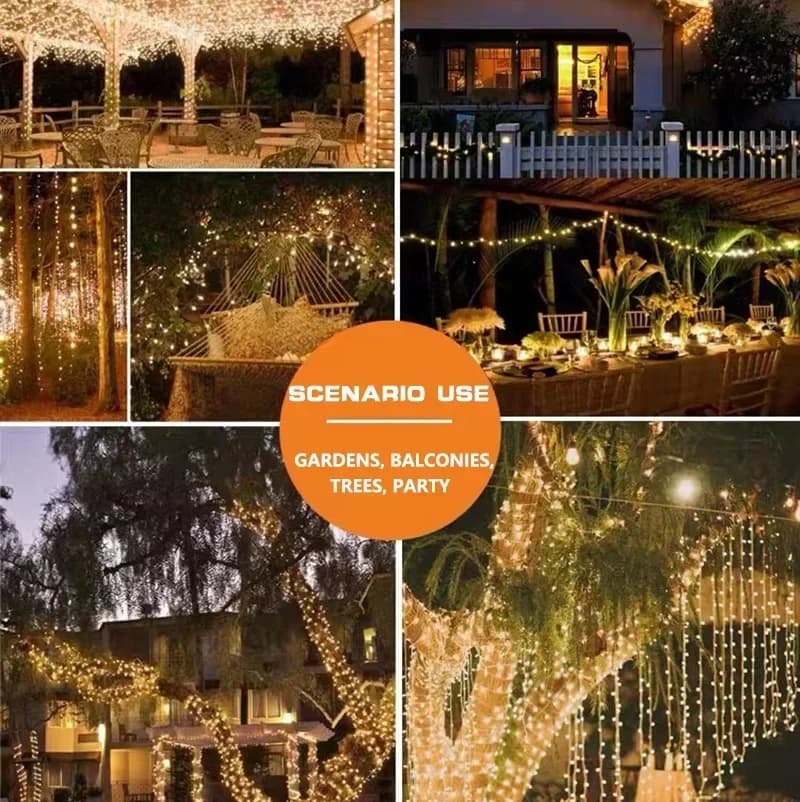 Solar Powered Waterproof LED Fairy String Lights, 8 Modes