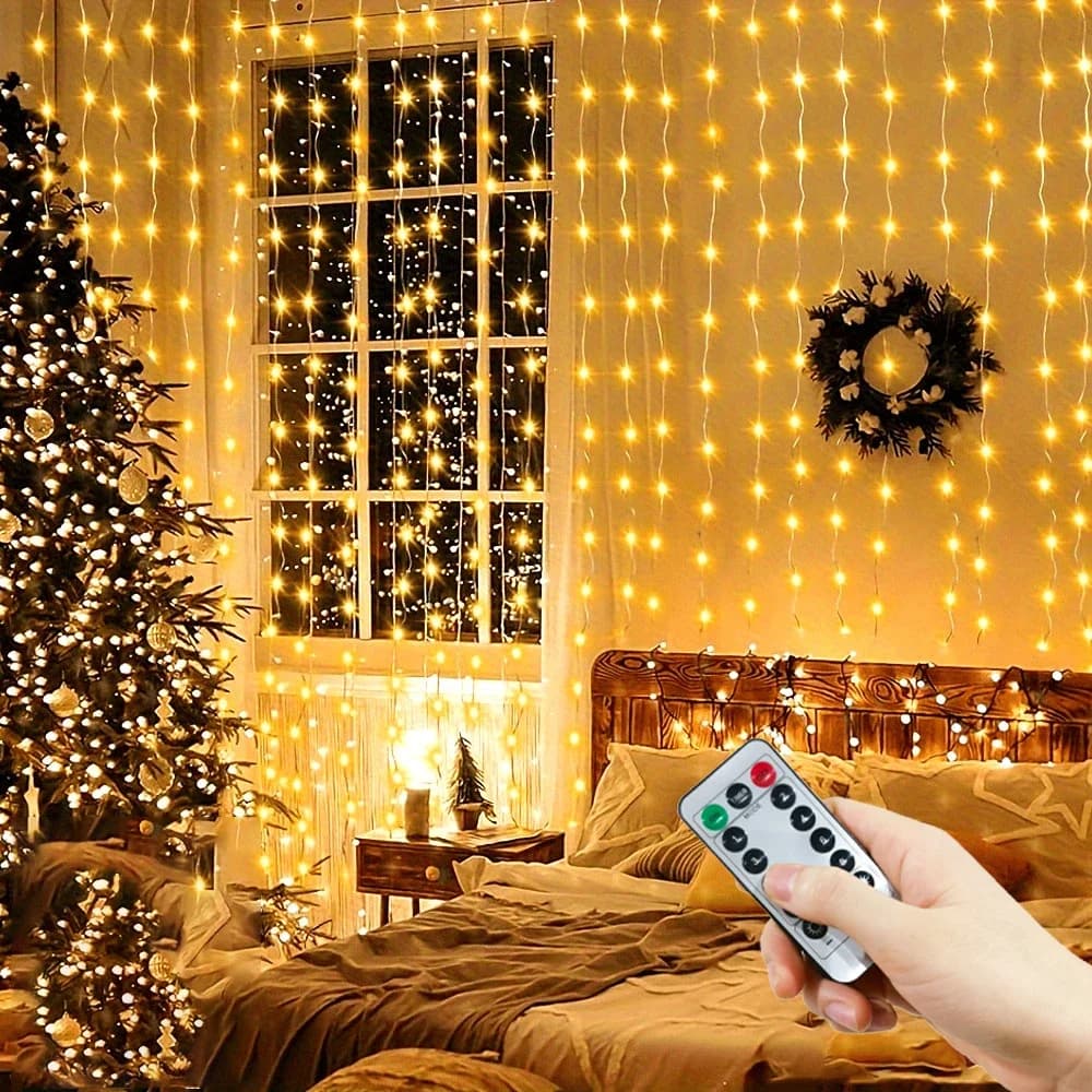 USB Copper Wire Curtain String Lights with Remote Control