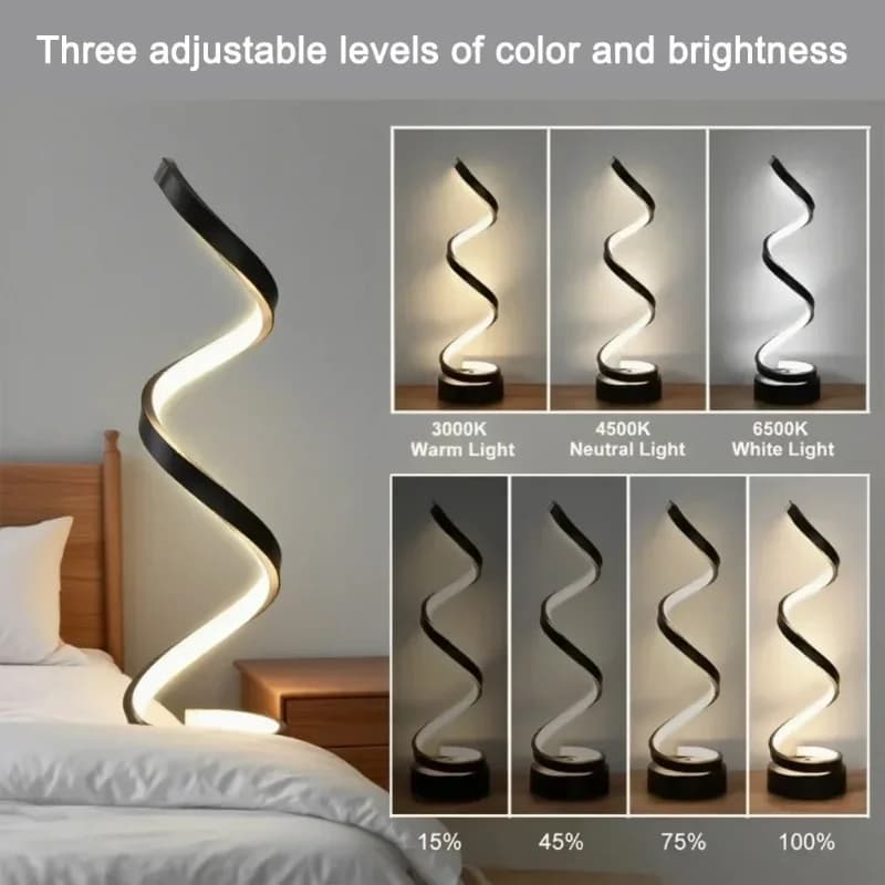Spiral LED Table Lamp, 3 Color Temperatures