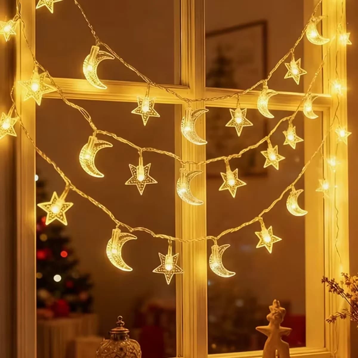 Battery Operated Star String Lights Warm White LED