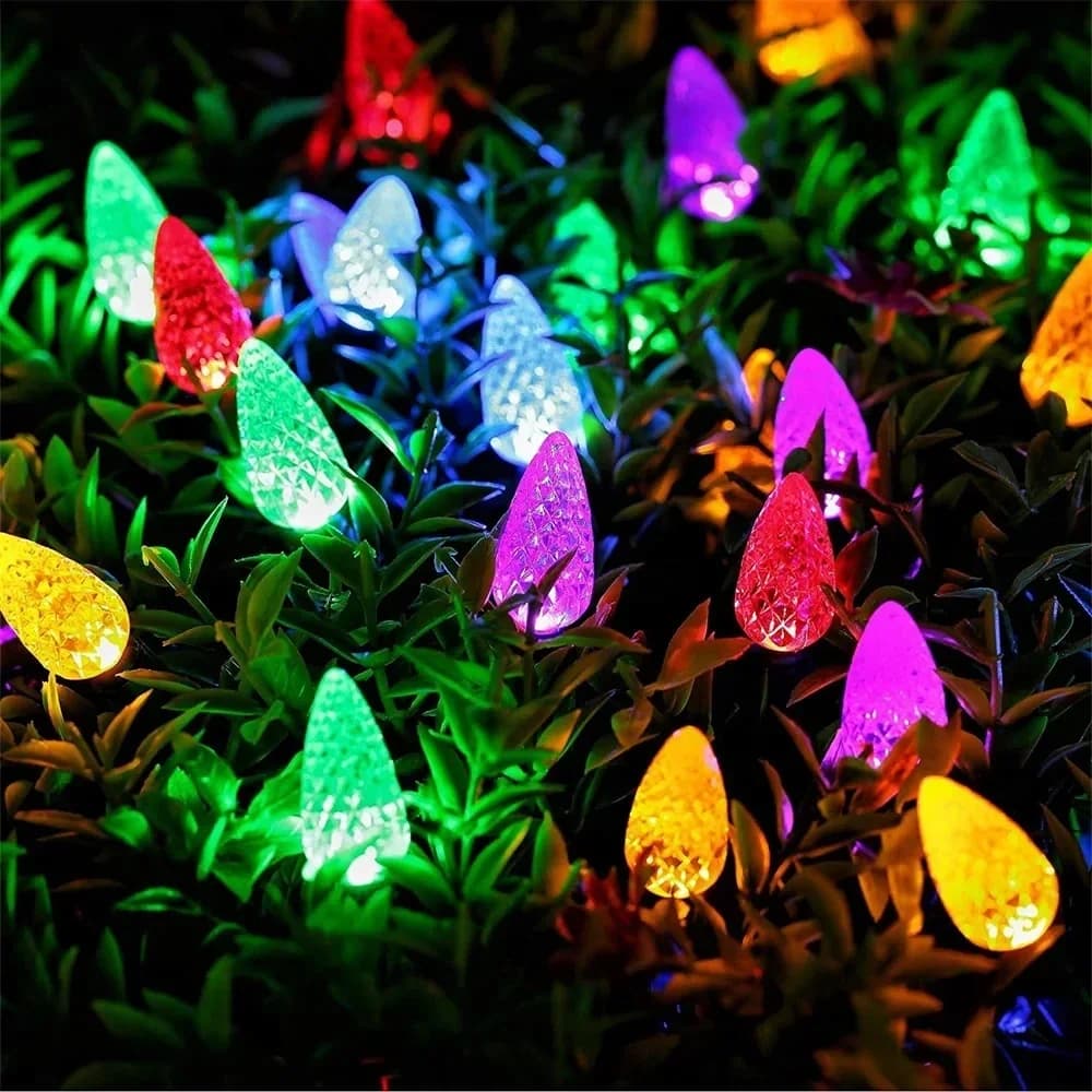 Multicolor Faceted Christmas Strawberry Lights, Solar or Plug-in