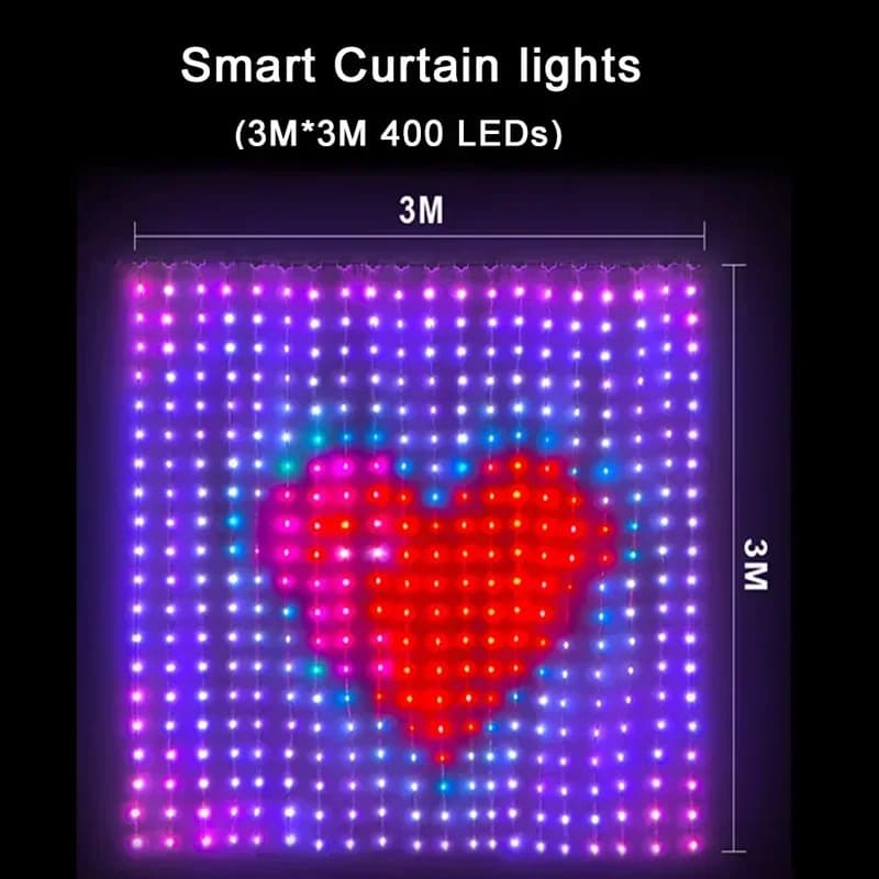 800 LED RGB Smart Curtain Lights with App Control
