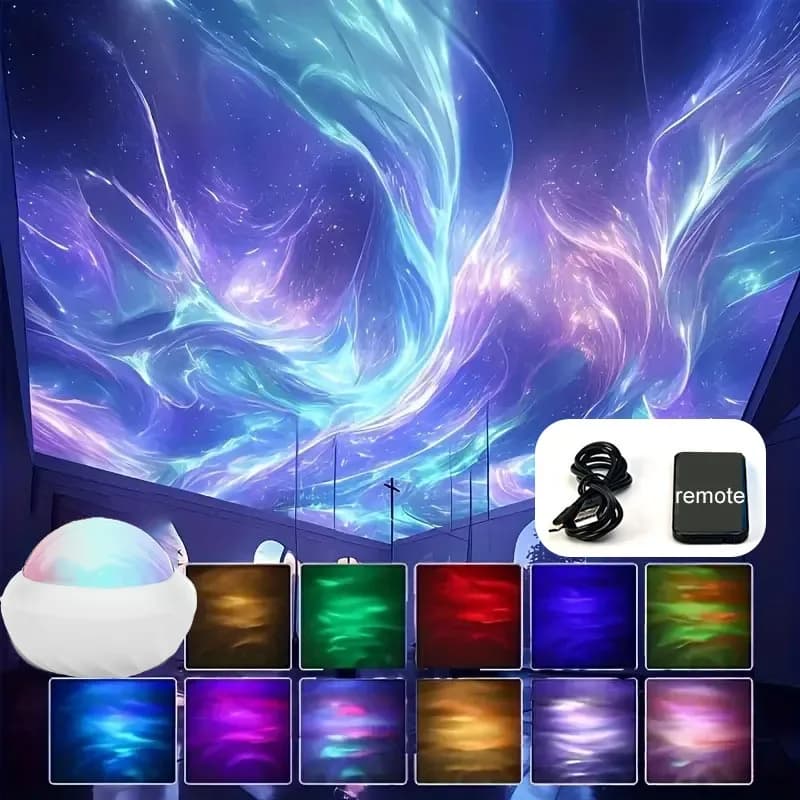 USB Powered Multicolor Aurora Projector Night Light