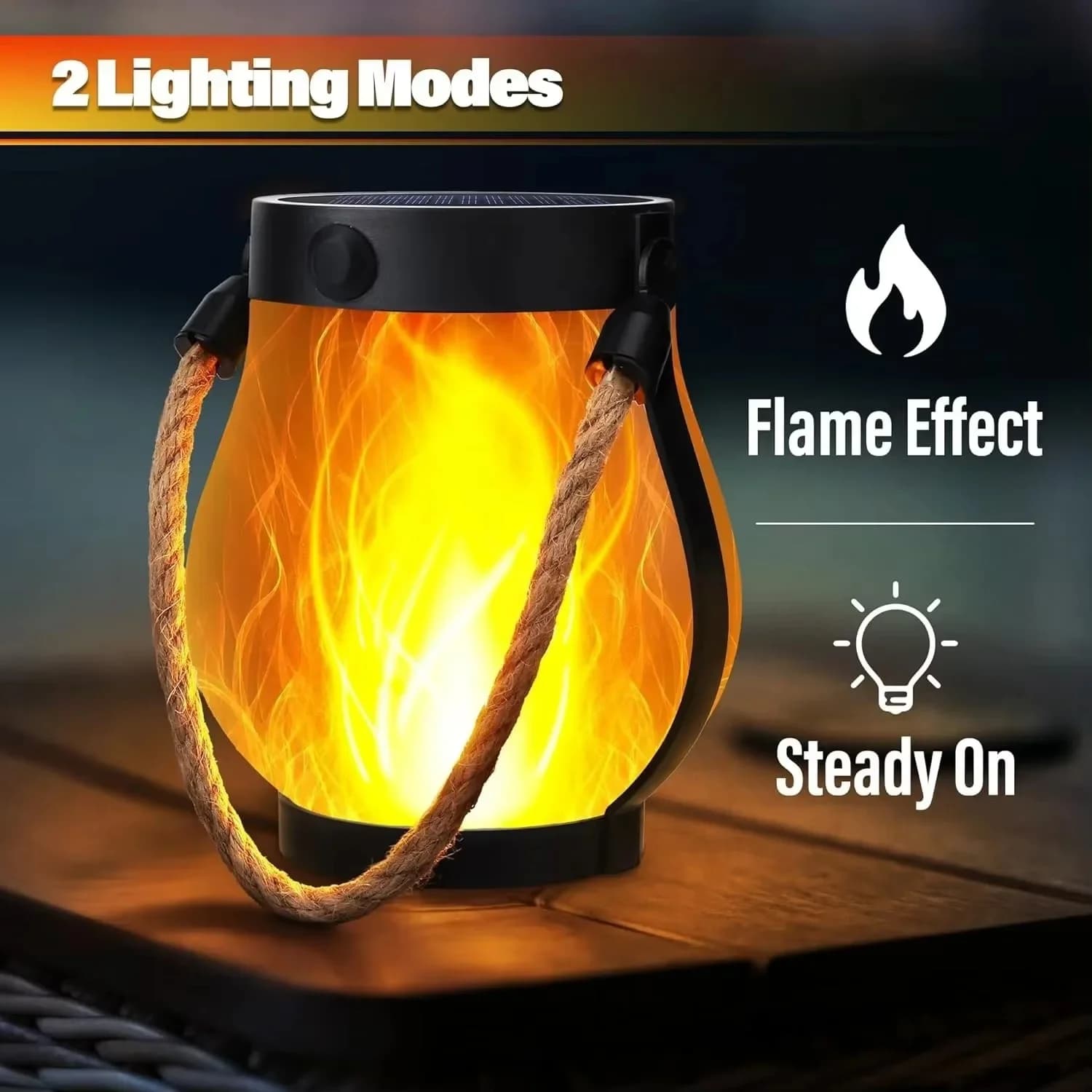 Portable USB Rechargeable LED Lantern, Flame Effect