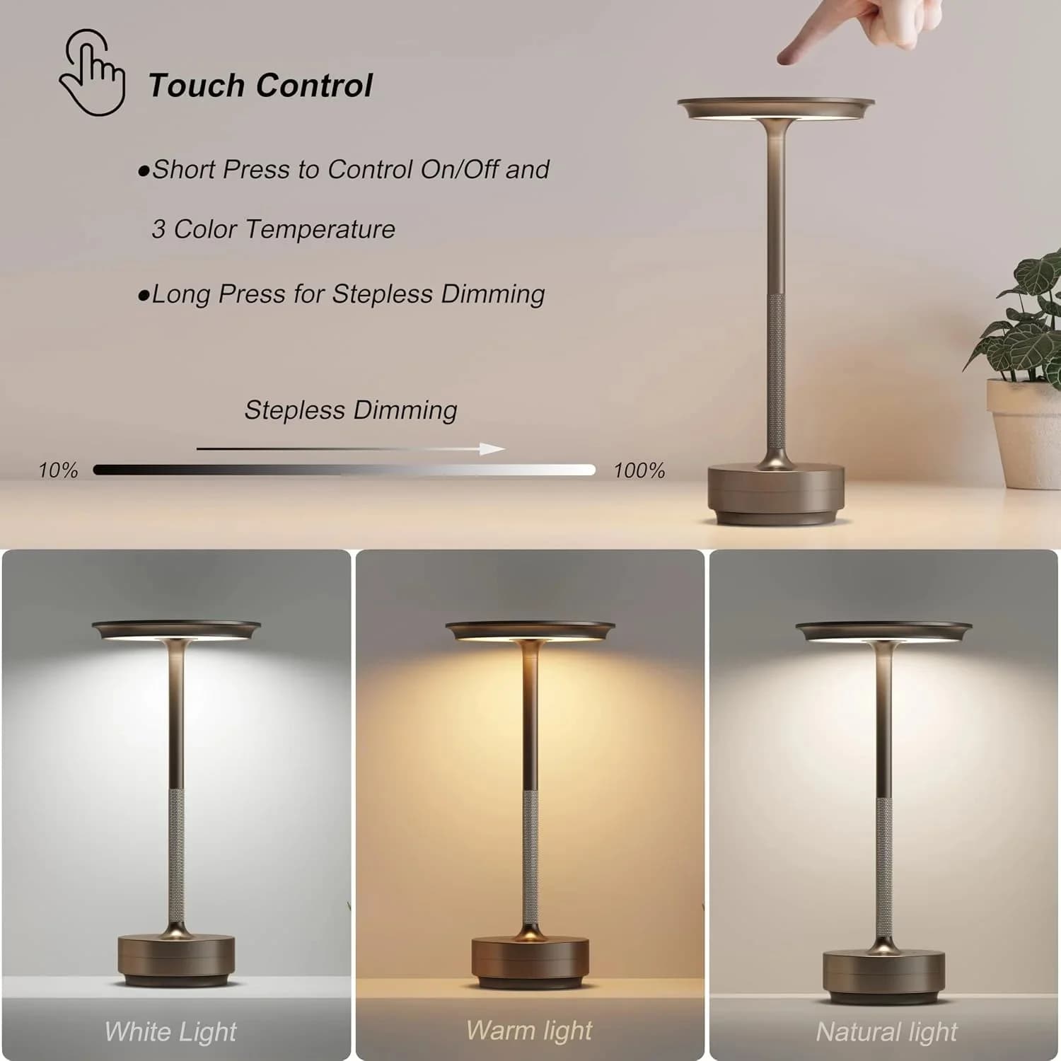 Rechargeable Flying Saucer LED Touch Control Lamp