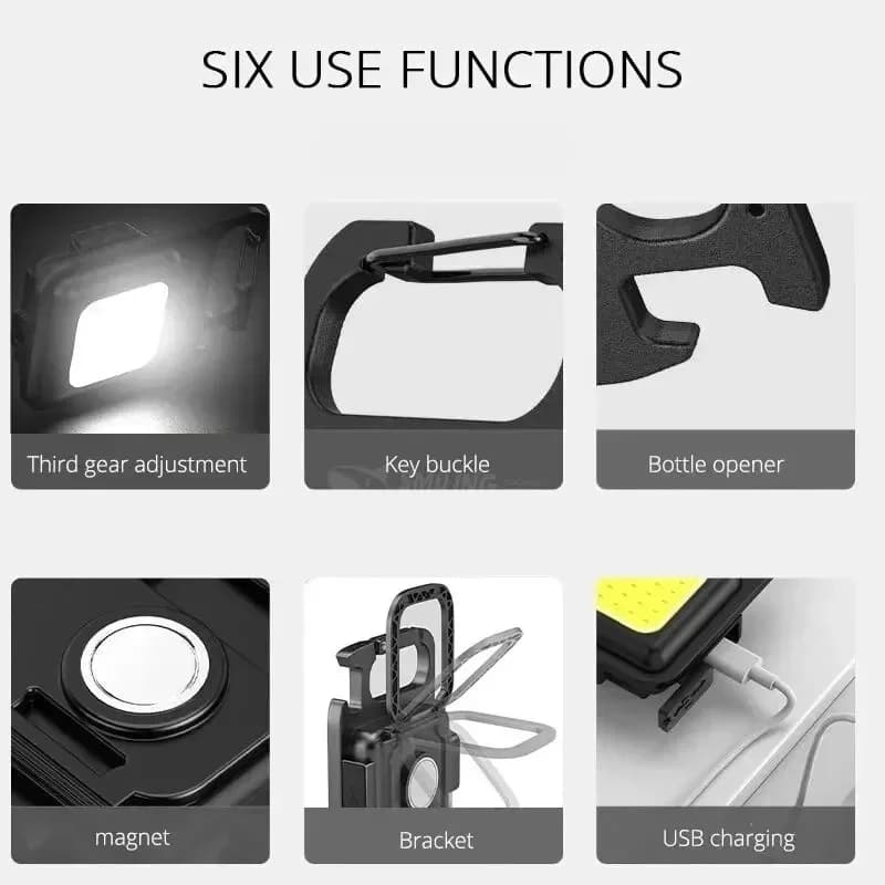 Mini COB LED Keychain Work Light, Type-C Rechargeable