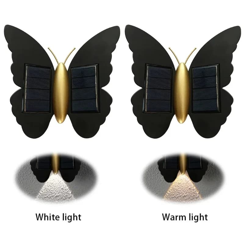 Solar Powered Butterfly Shaped LED Outdoor Wall Light
