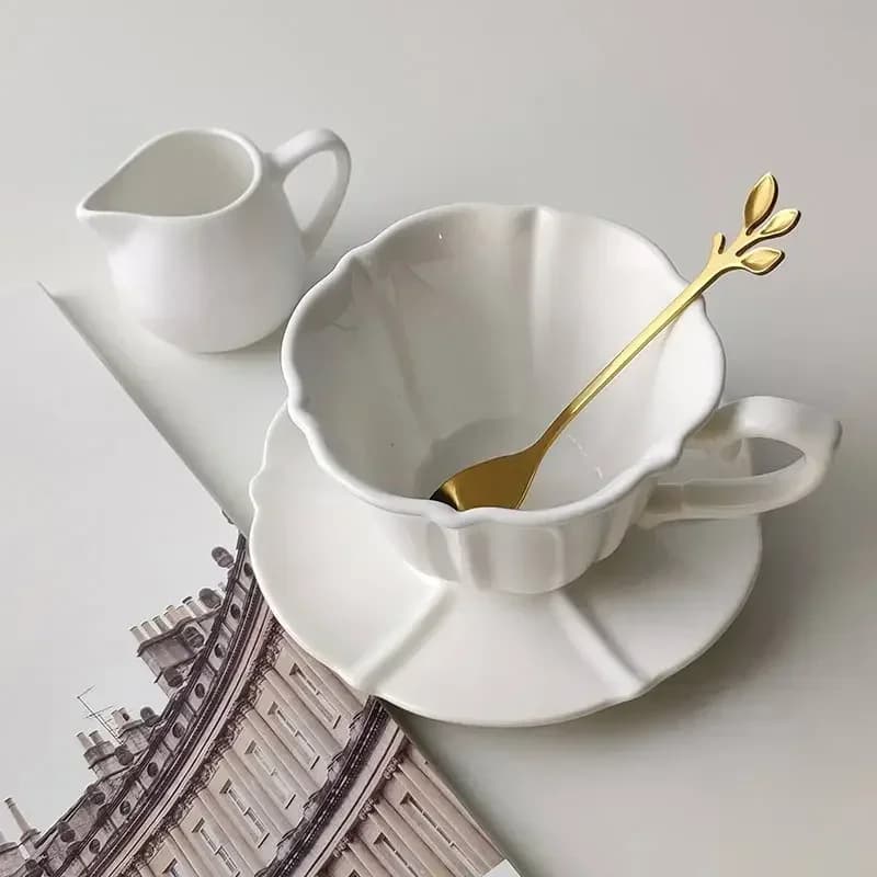 Nordic Bone China Coffee Cup and Saucer Set, 250ml