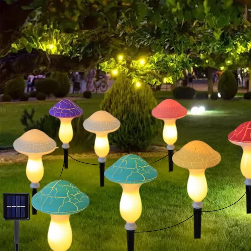 8-Mode Solar Mushroom Garden String Light