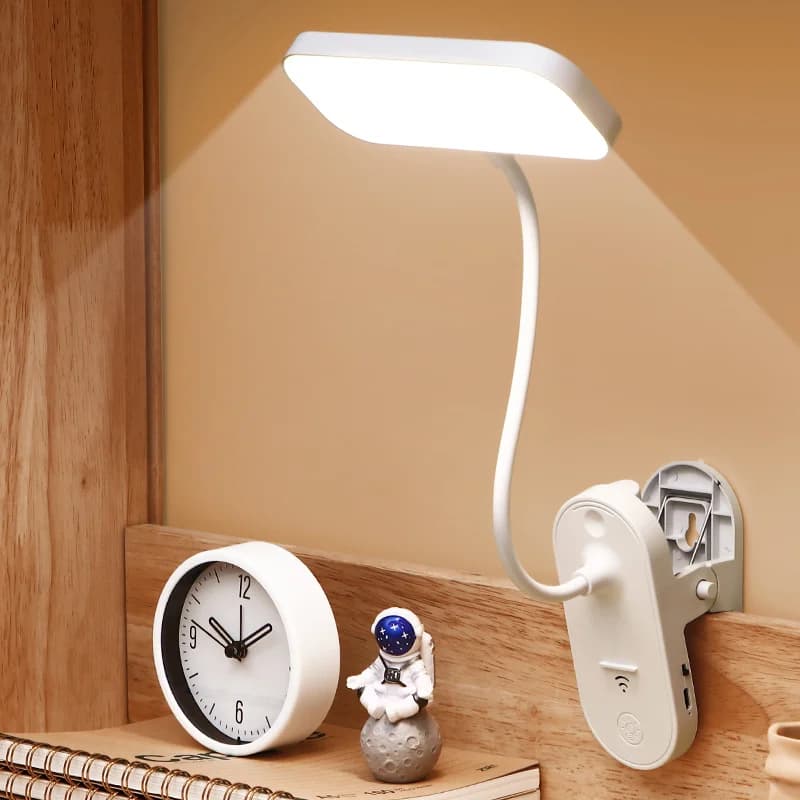 USB Rechargeable Clip-On LED Bedside Lamp, Dimmable