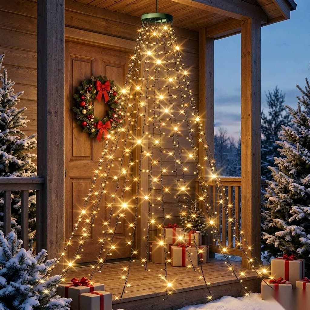 USB LED Waterfall Tree Topper Lights, Warm White