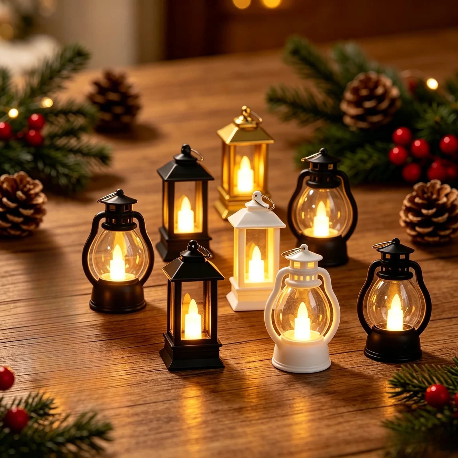 Retro Warm Glow Mini LED Candle Lantern Night Light for Decor