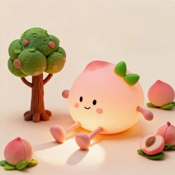 Silicone Peach Shaped Tapping Dimming Night Light