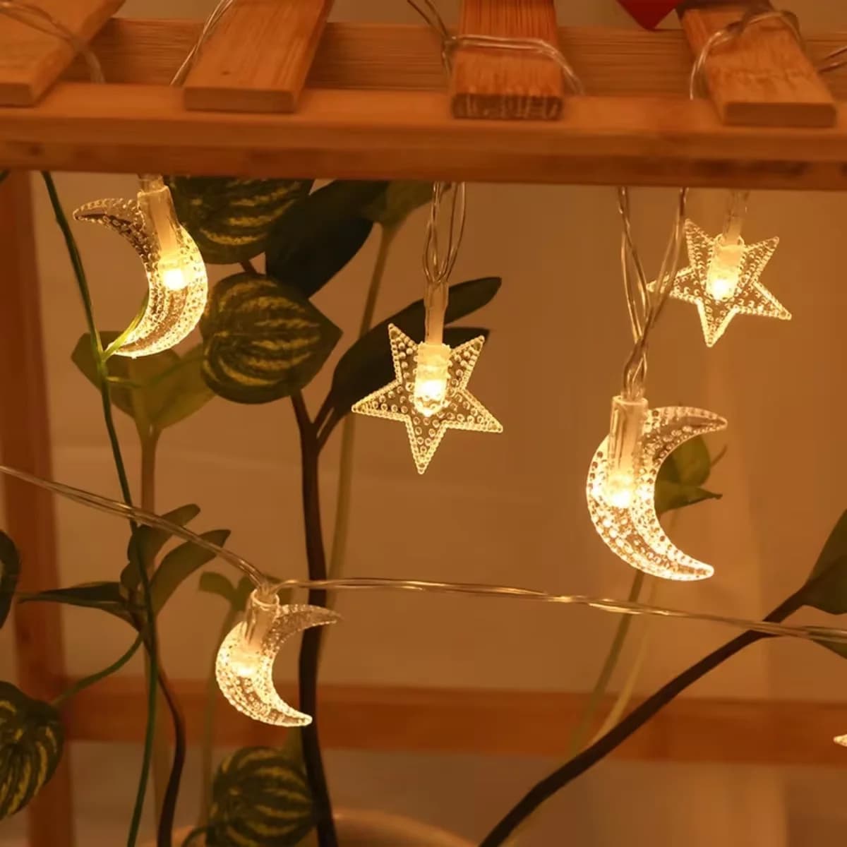 Battery Operated Moon String Lights Warm White LED