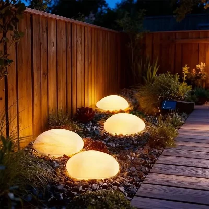 Waterproof Solar LED Pebble Lawn Light, Warm White