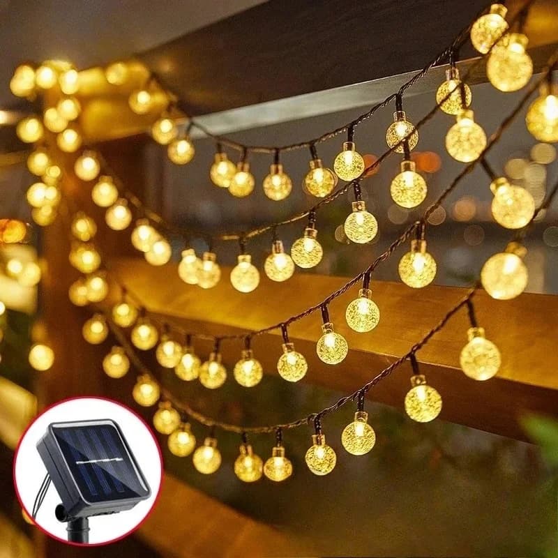 Solar Powered Waterproof LED Bubble Ball String Lights