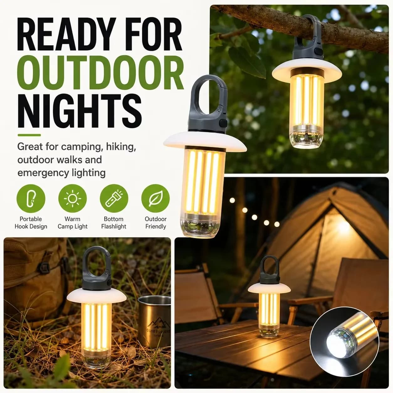 Mini Rechargeable LED Lantern Flashlight for Camping