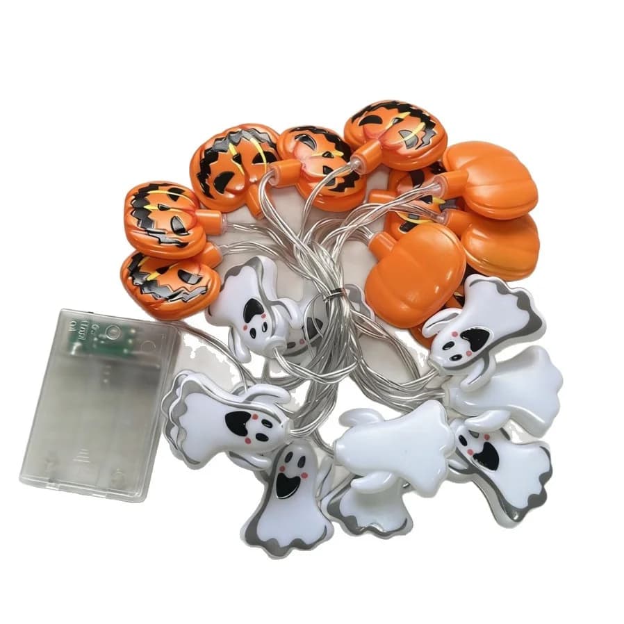 Battery Operated Ghost and Pumpkin Halloween LED String Lights