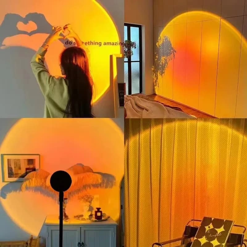 Mini RGB Sunset Projector Lamp, 4 Color USB Table Light