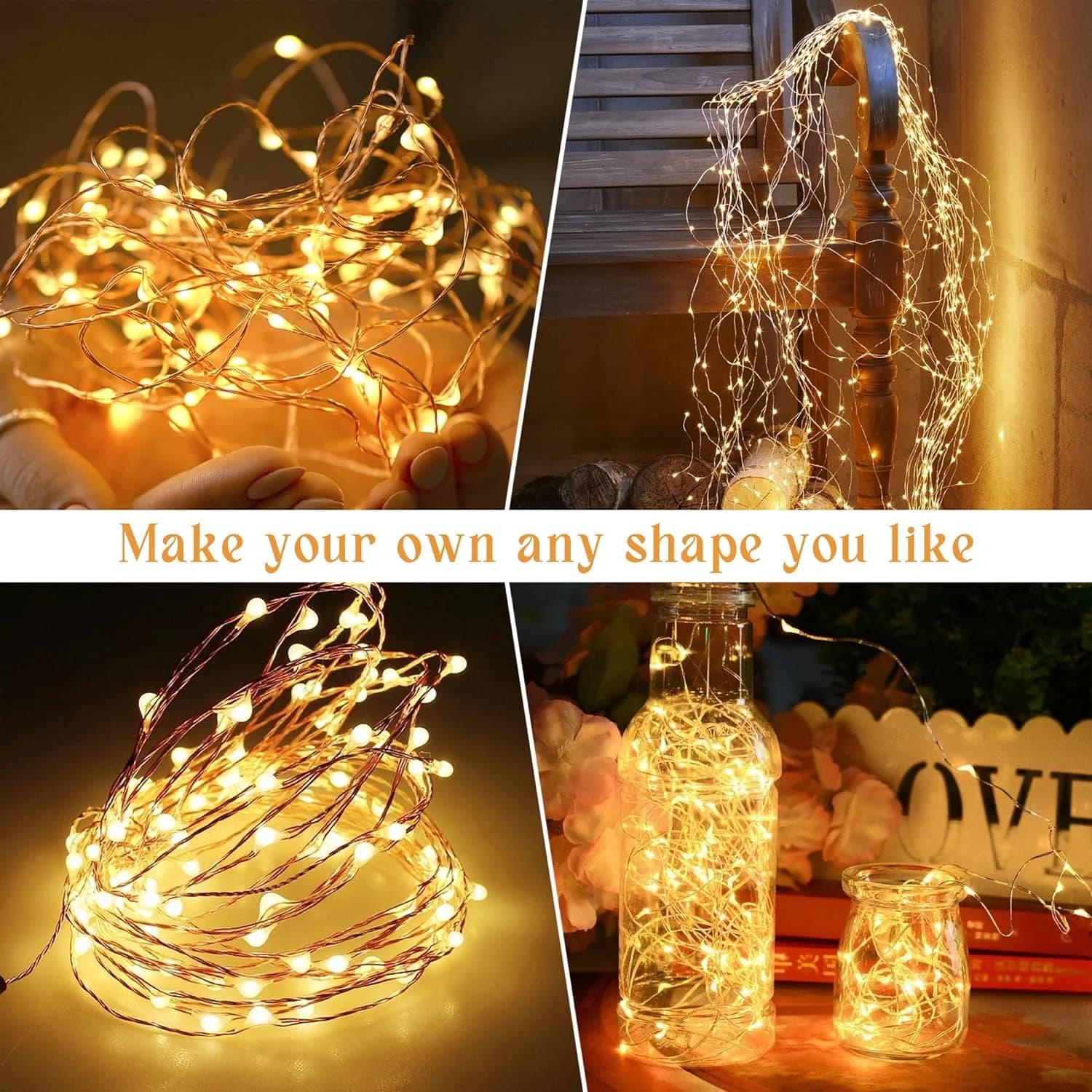100 LED Solar Copper Wire String Lights, 8 Modes Outdoor