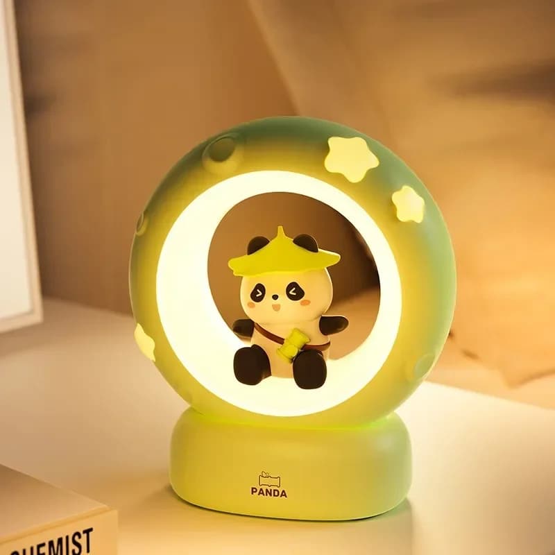 Cute Panda Moon and Star Rechargeable Table Lamp