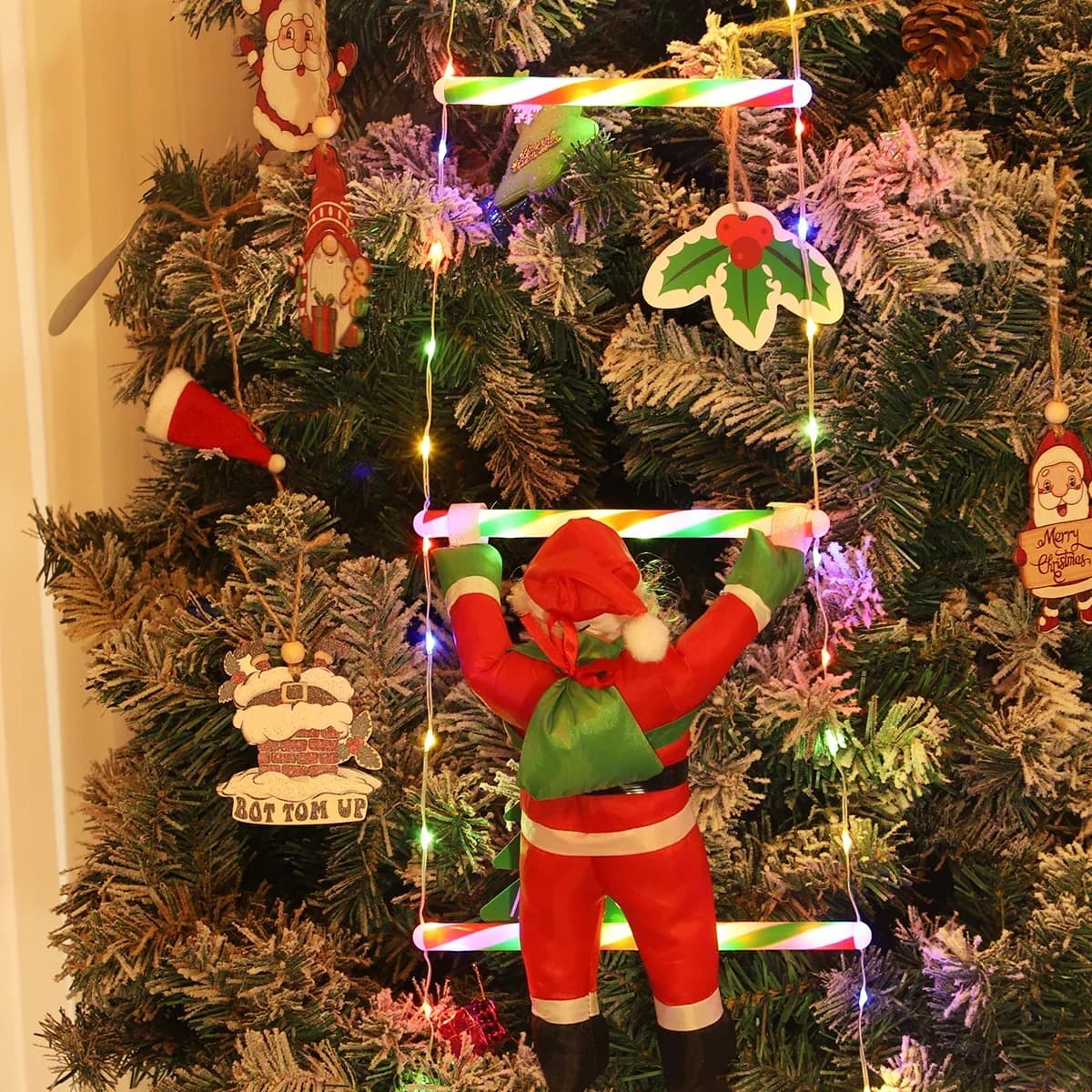 Santa Climbing Ladder Multicolor LED String Lights