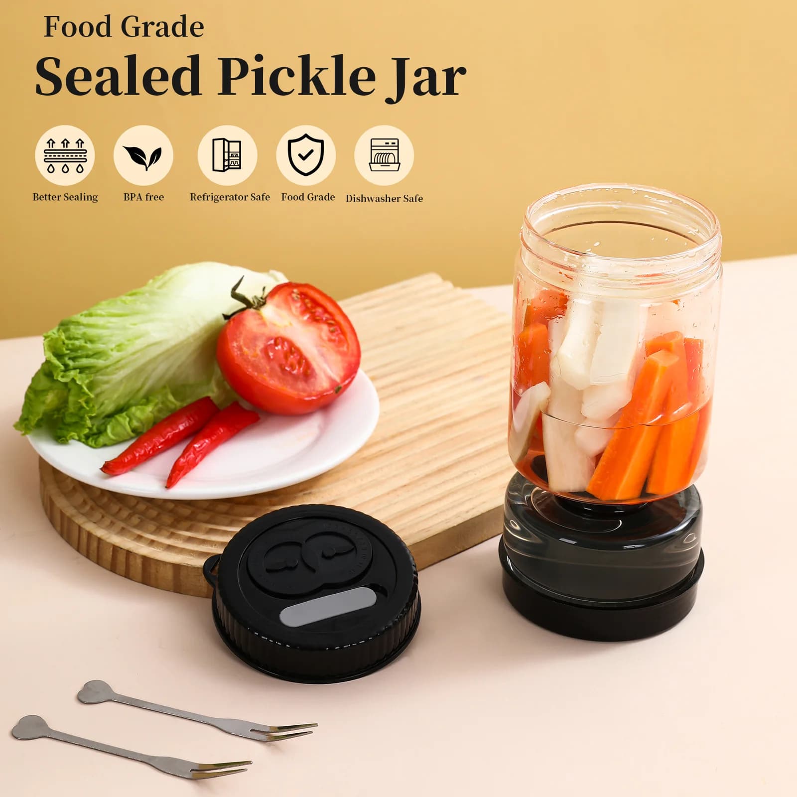 Glass Olive and Pickle Strainer Storage Jar