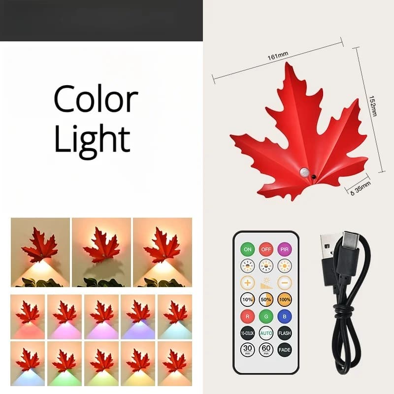 Rechargeable Maple Leaf LED Wall Lamp with Motion Sensor