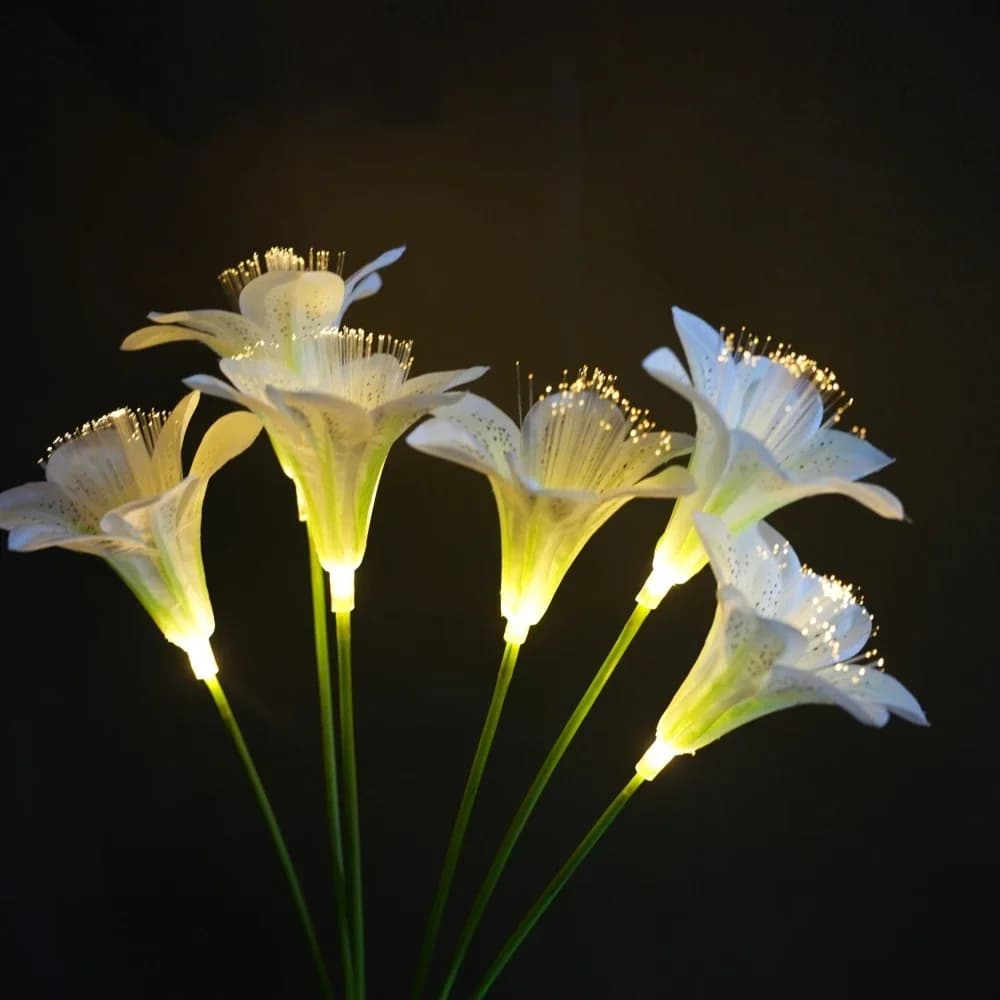 Solar Lily Flower Lights, Warm White, Waterproof