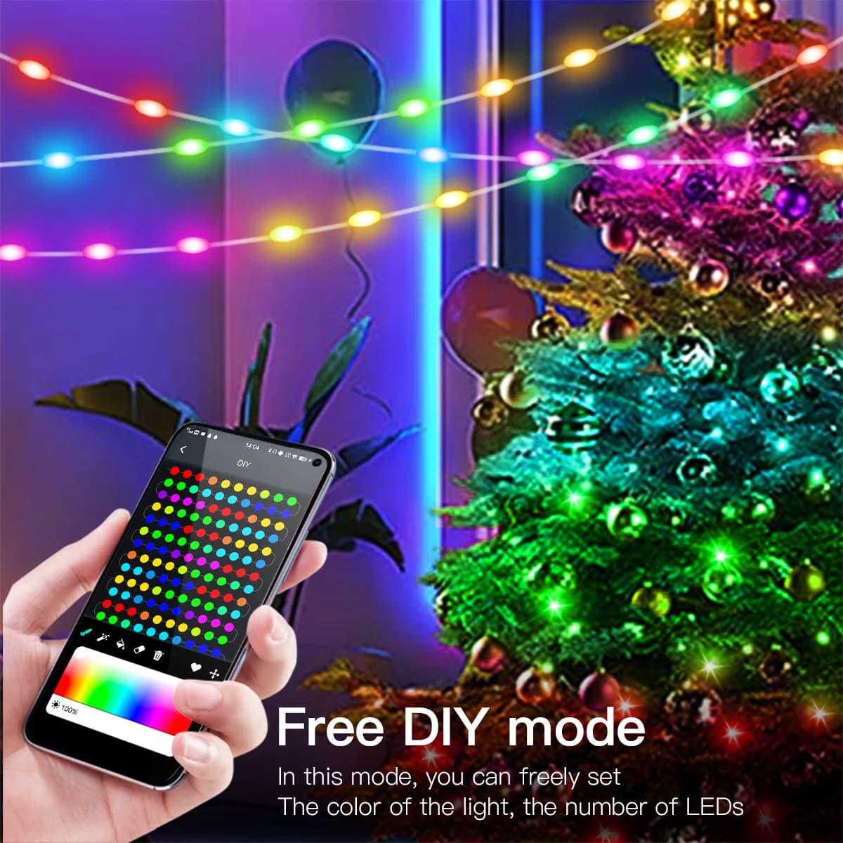 20M RGBIC Bluetooth LED String Lights, USB