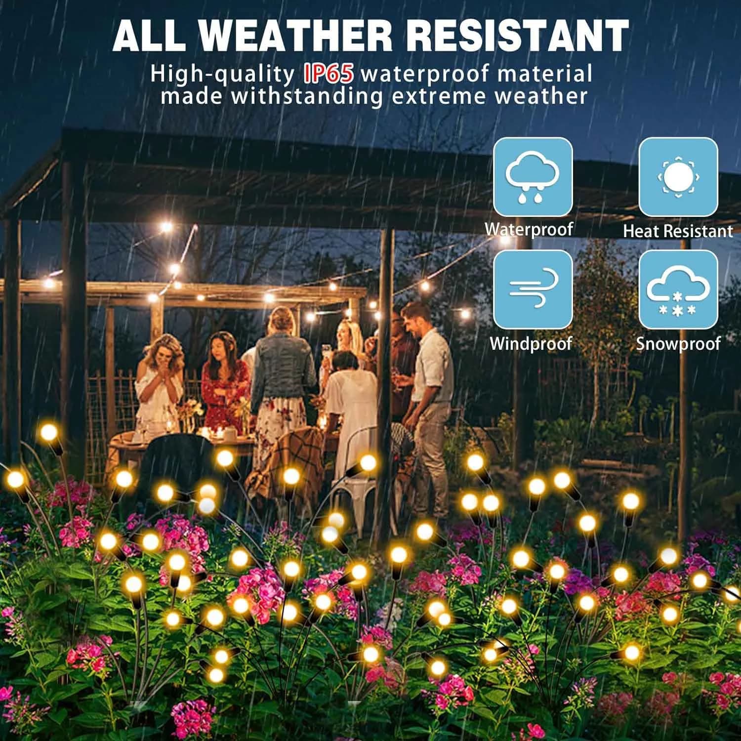 10 LED Solar Firefly Garden Lights, Waterproof