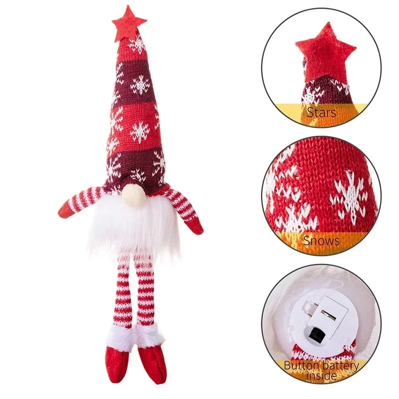 Light Up Knitted Gnome Decor with Snowflake Hat