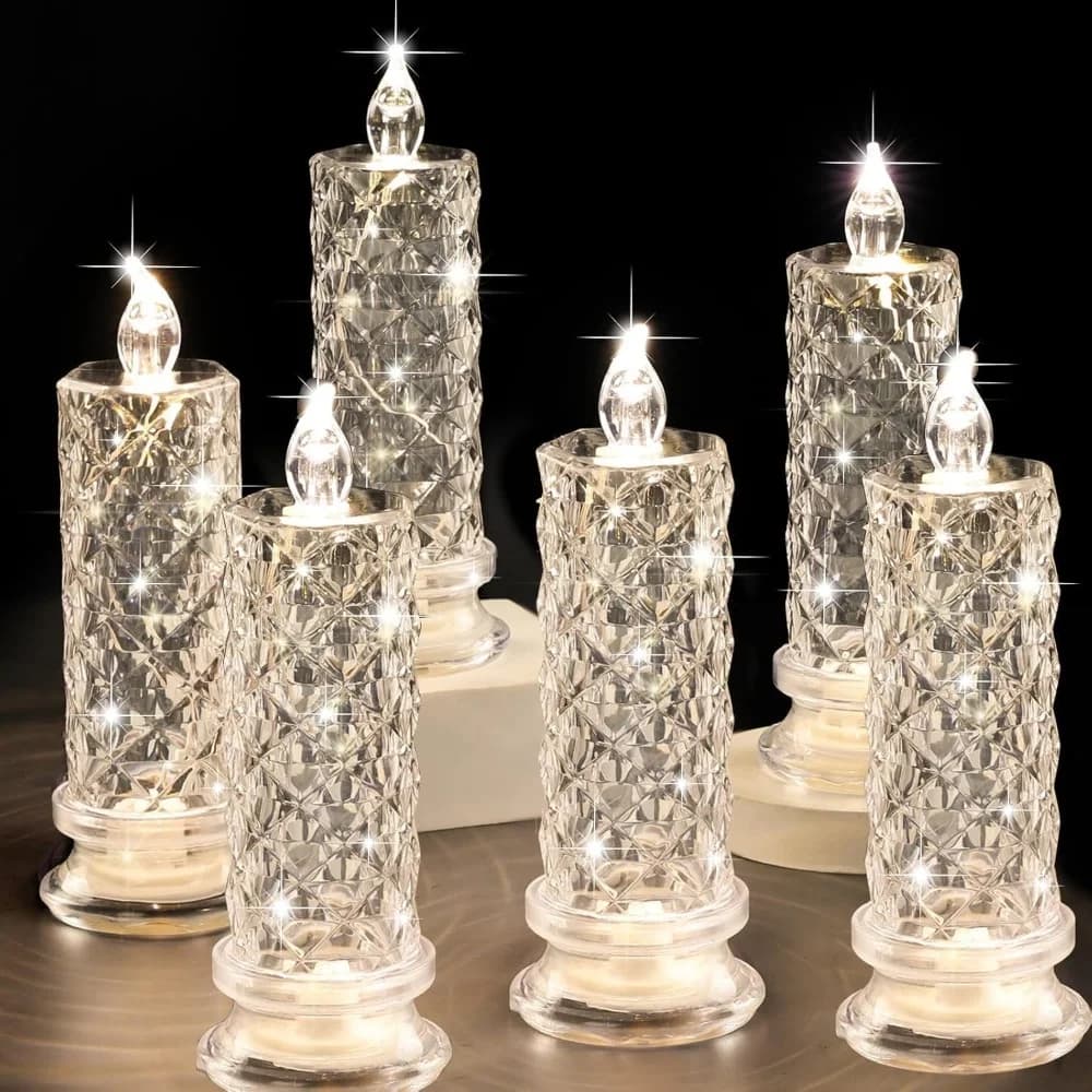 Rose Pattern Projection Flameless LED Candle Lamp