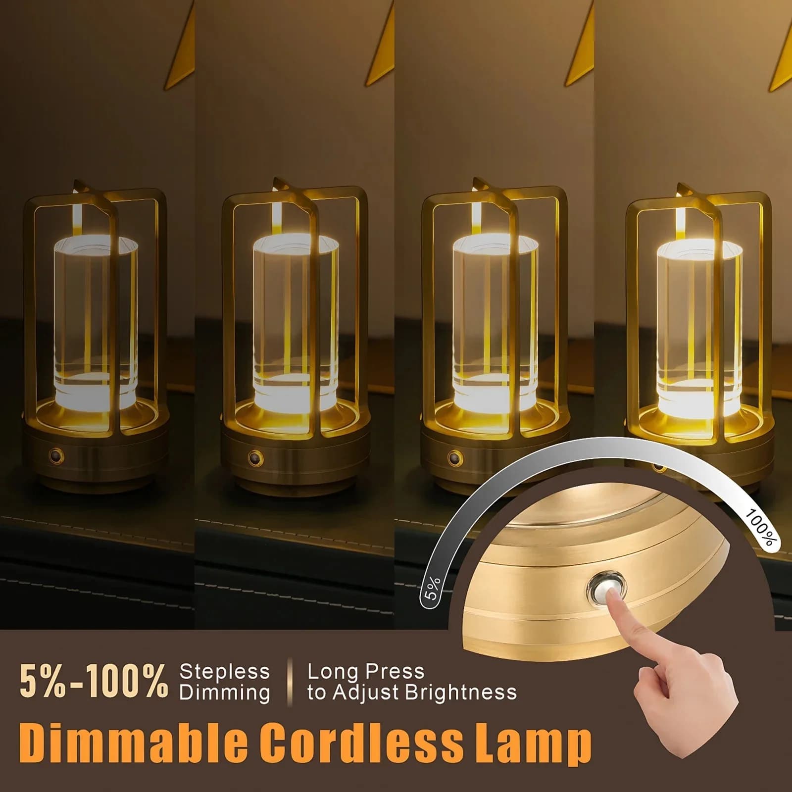 Portable Rechargeable LED Camping Lantern, Touch Control