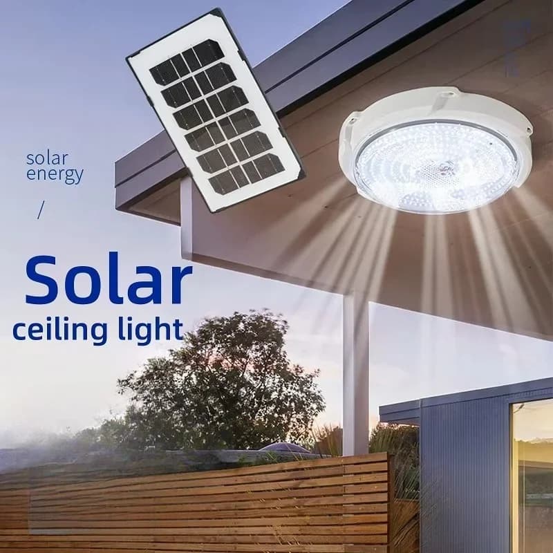 Waterproof Solar LED Ceiling Light with Remote for Indoor and Outdoor
